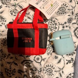 Trader Joe's Red and Black Mini Tote Keychain